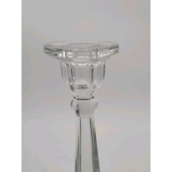 Vintage Cut Crystal and Etched Base Heisey Candlesticks 10 Inch With Diamond H - Picture 3 of 9